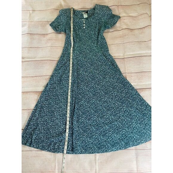 Vintage Ms Conduct California Women's Green Floral Short Sleeve Jersey Dress - 6 - Picture 9 of 14